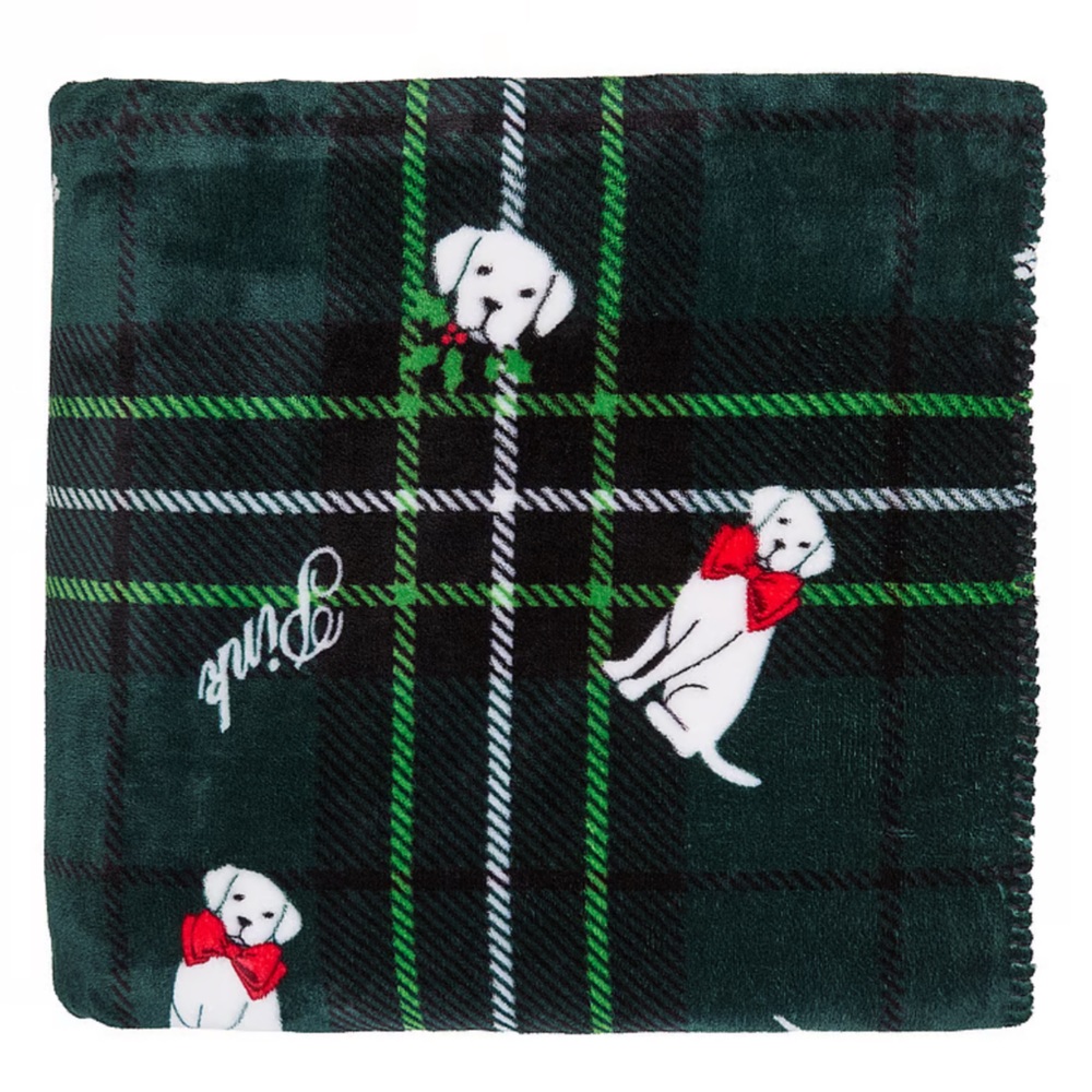 Victorias Secret- Green Plaid Logo Blanket